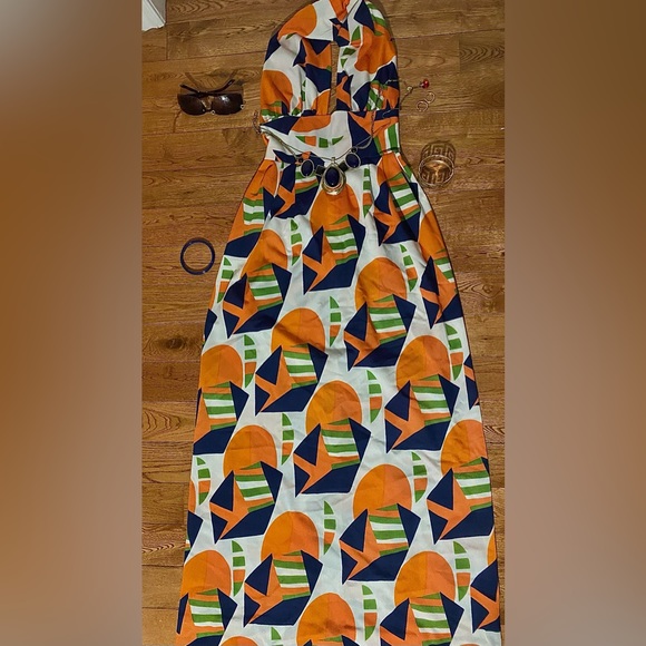 Vintage 70s long halter style dress - Picture 2 of 6